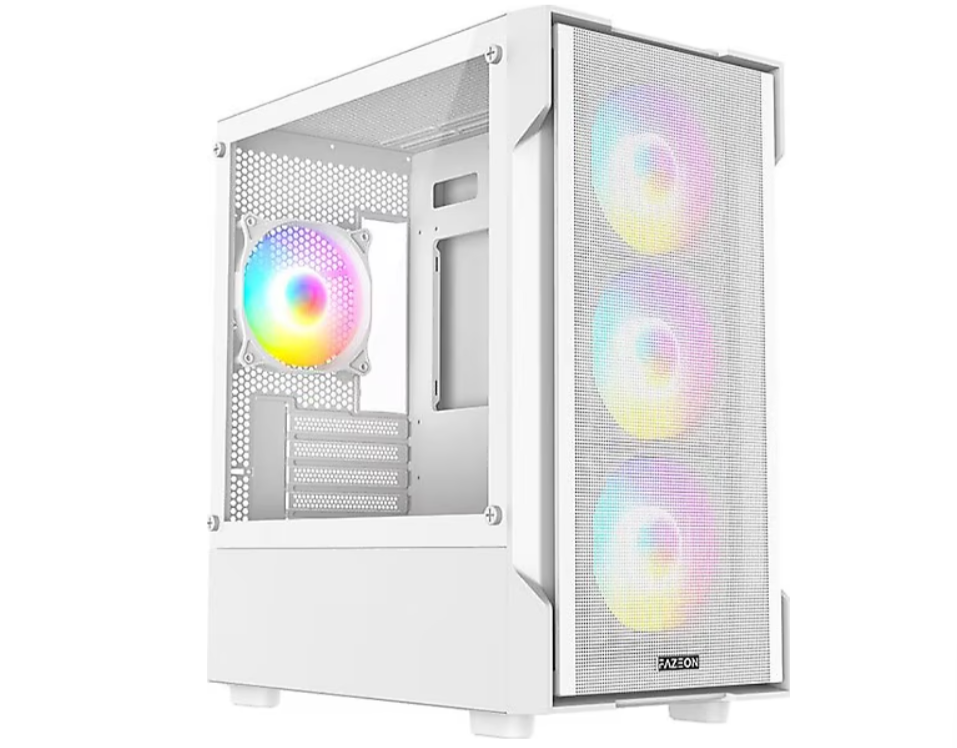 Fazeon F1 650w 80plus Bronze Mesh 4x120mm Rainbow Fanlı Matx Beyaz Bilgisayar Kasası